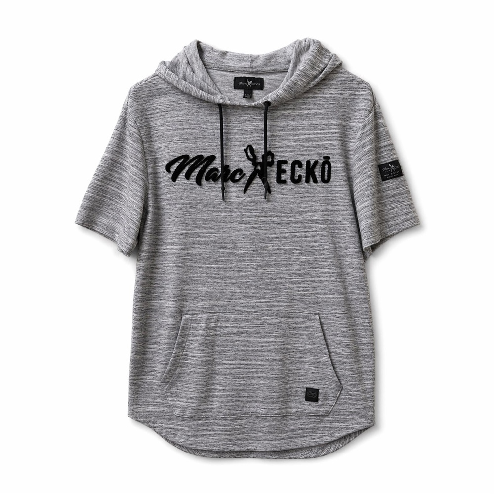 Marc Ecko Cut & Sew Hooded Tee Gray Short Sleeve Hoodie Logo Graphic M